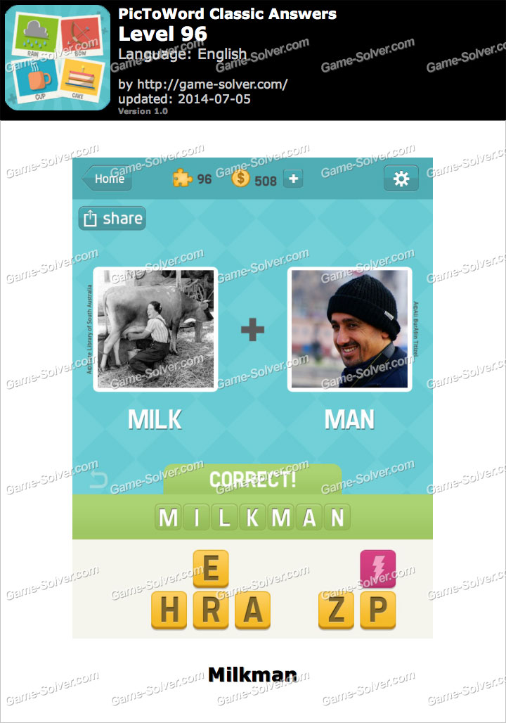 PicToWord Classic Level 96 Game Solver