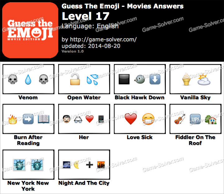Guess The Emoji Movies Level 17 Game Solver