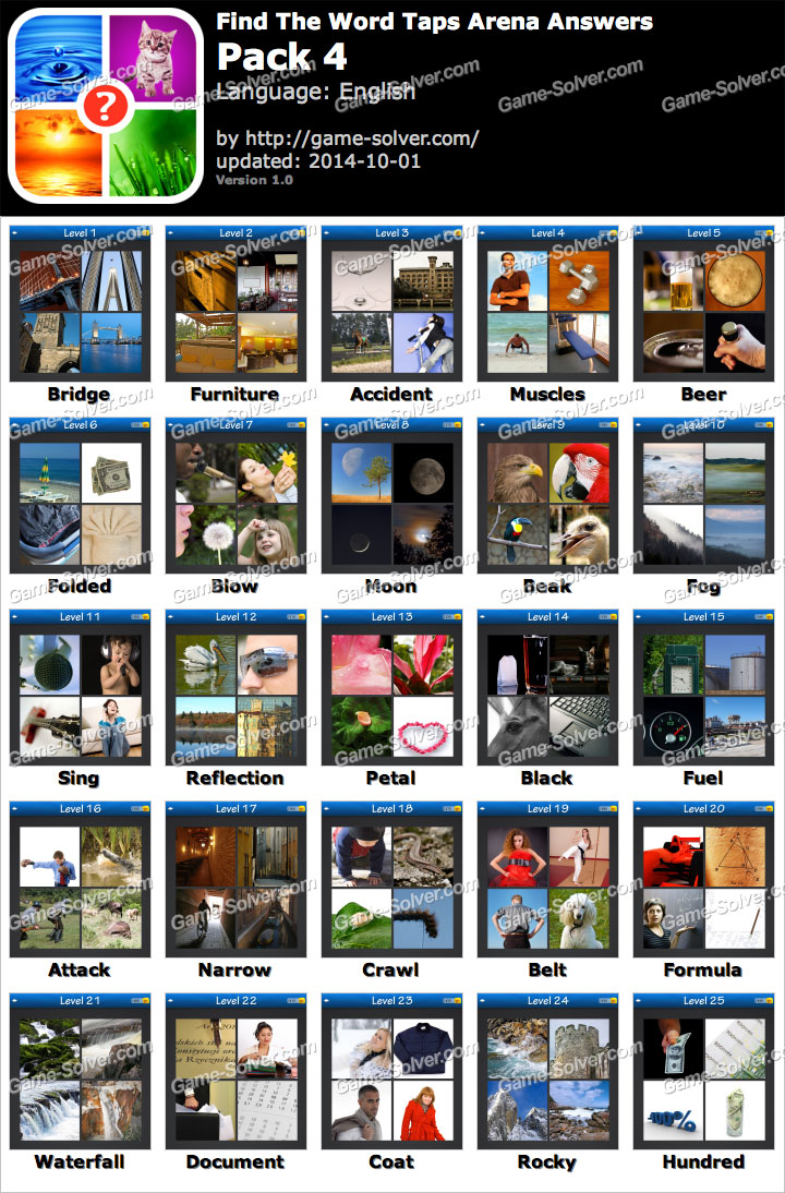 Find The Word Taps Arena Pack 4 Game Solver