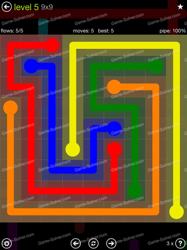 Flow Extreme Pack 9x9 Level 5 Game Solver