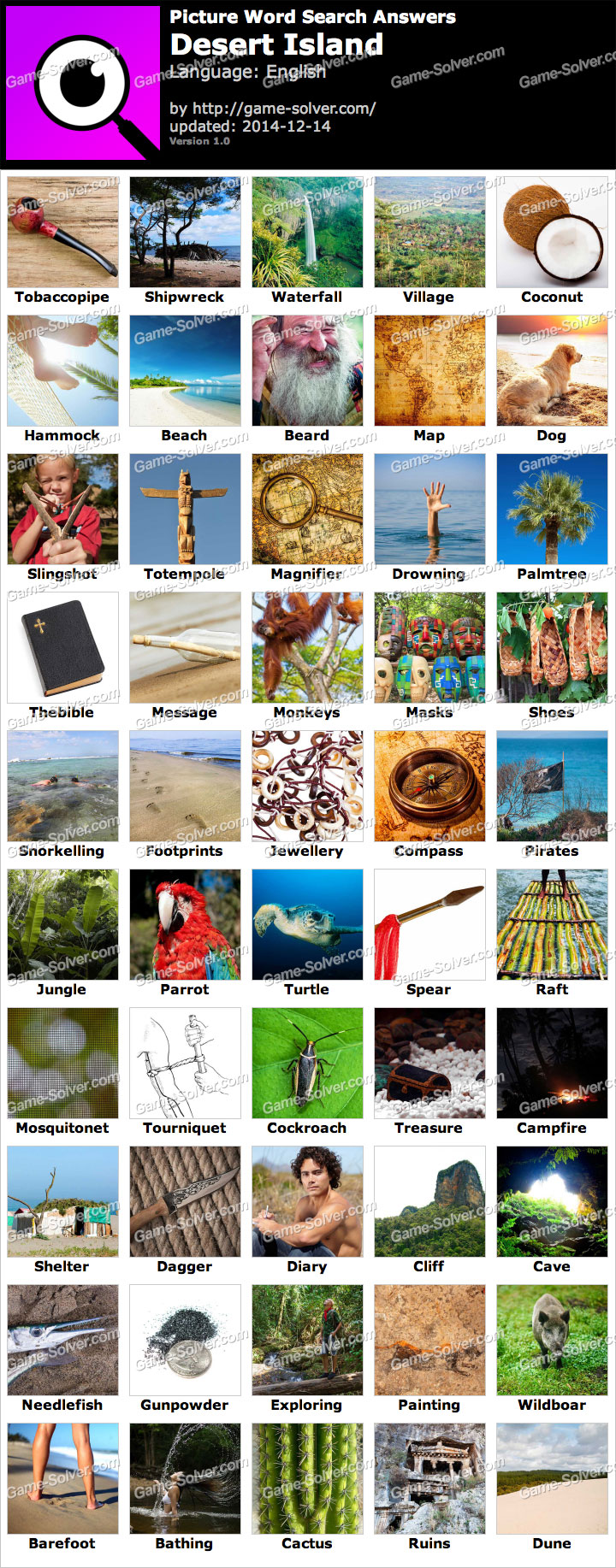Picture Word Search Desert Island Answers • Game Solver