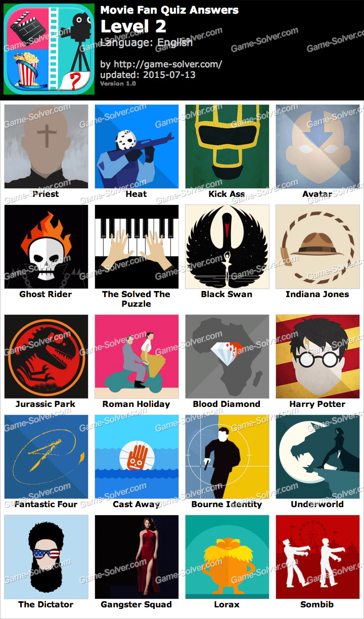 Movie Fan Quiz Level 2 • Game Solver