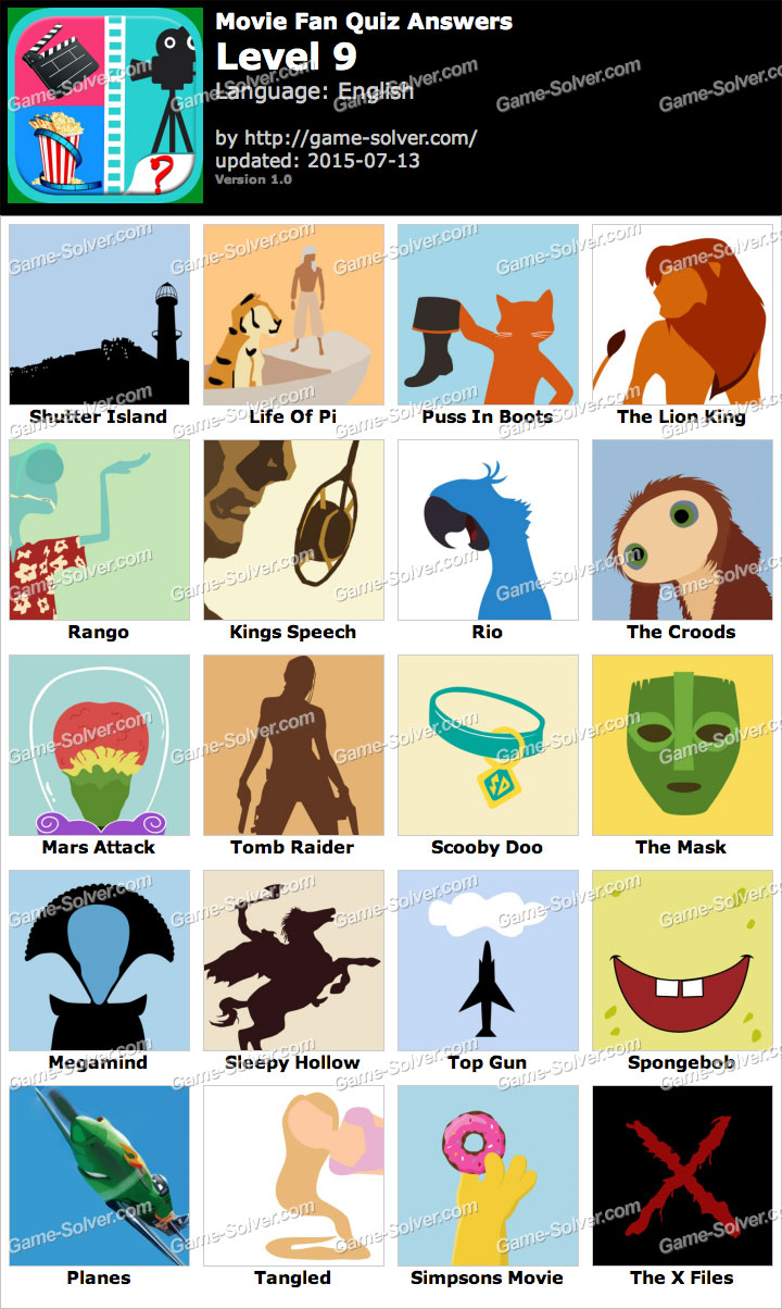 Movie Fan Quiz Level 9 • Game Solver