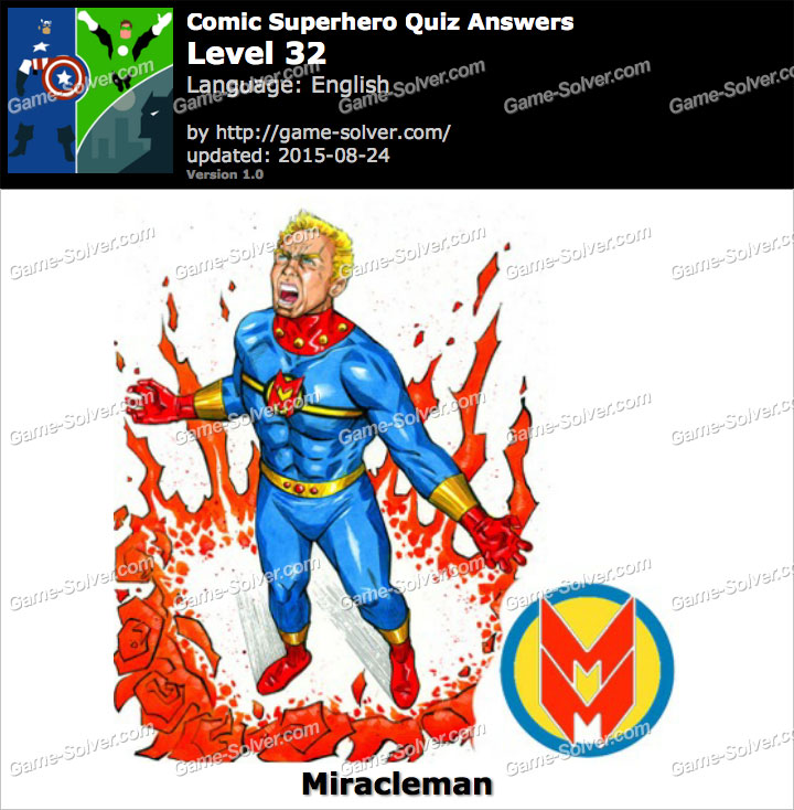 Comic Superhero Quiz Level 32 Game Solver