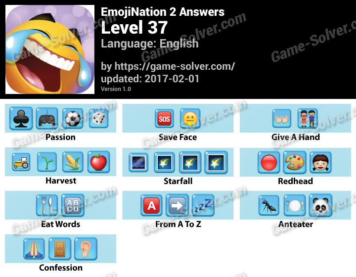 EmojiNation 2 level 37 Answers • Game Solver