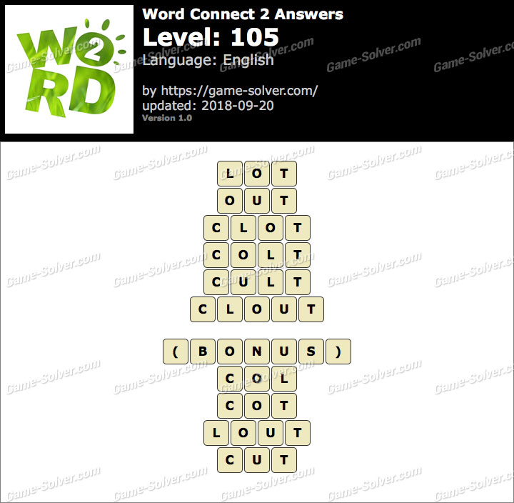 Word Connect 2 Level 105 Answers Game Solver