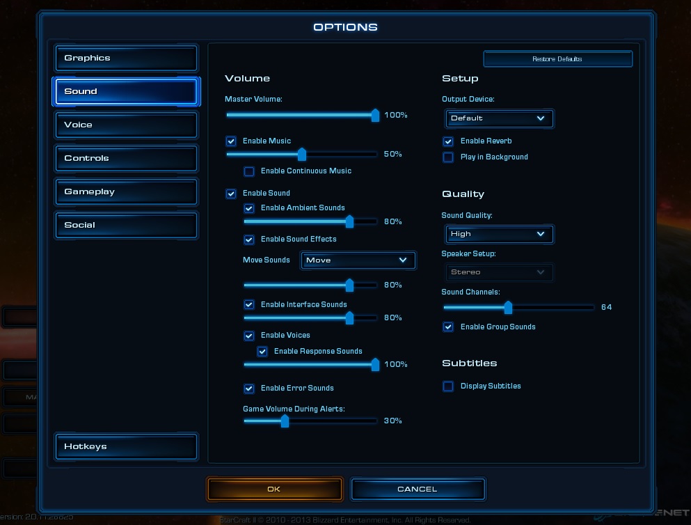 Game accessibility guidelines Starcraft II sound options