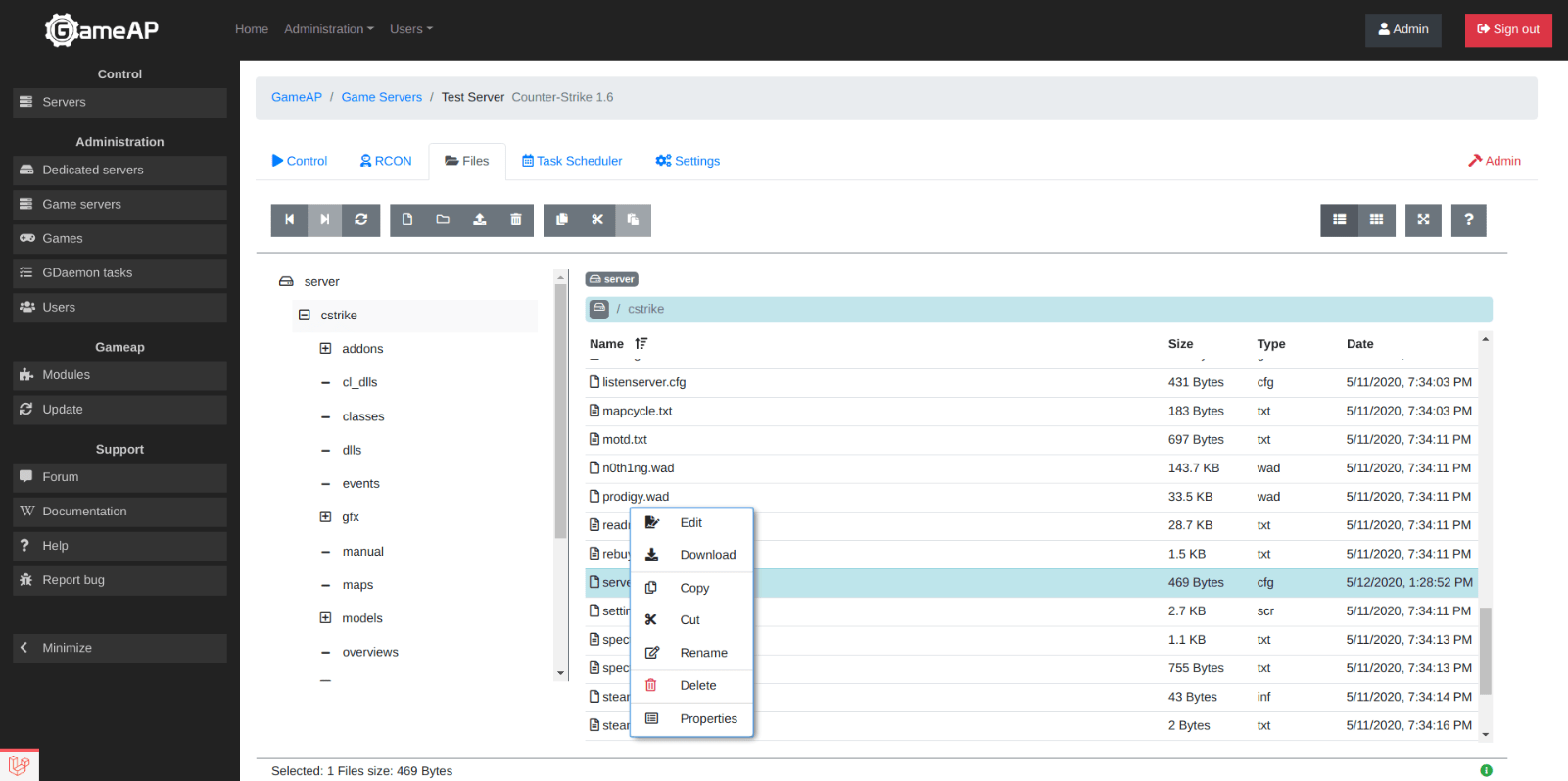 GameAP — Free game servers control panel