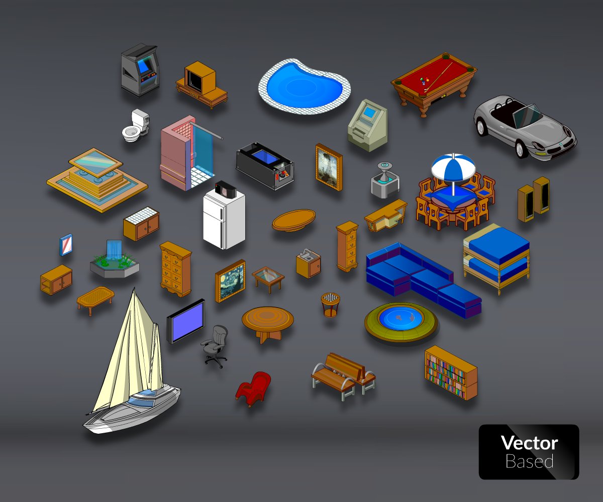 Isometric Luxury Items Game Art Partners