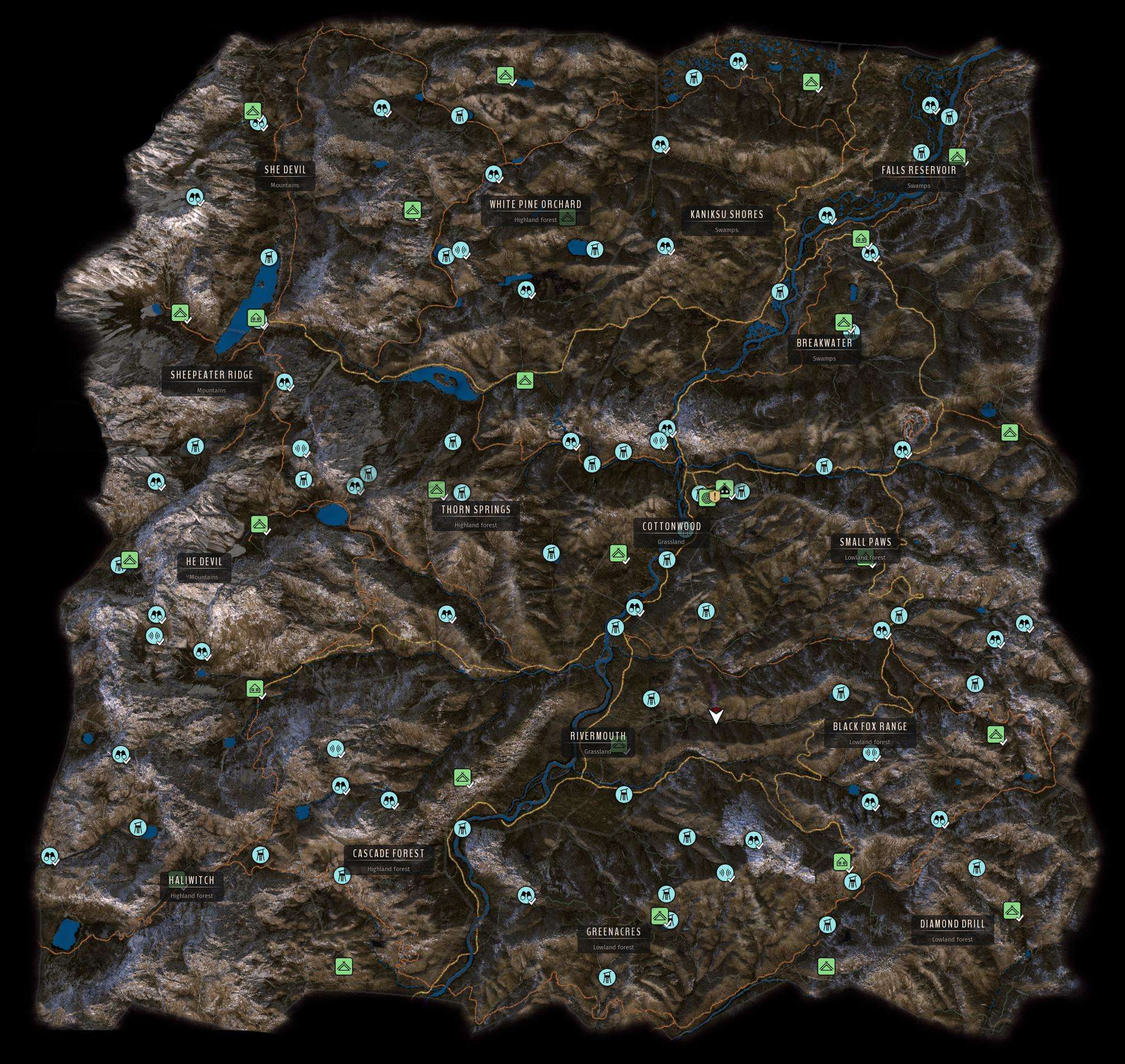 Way of the Hunter Maps (Campsites, Photo Spots, Hunting Stands)