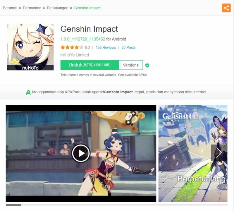Cara Download dan Main Genshin Impact di HP