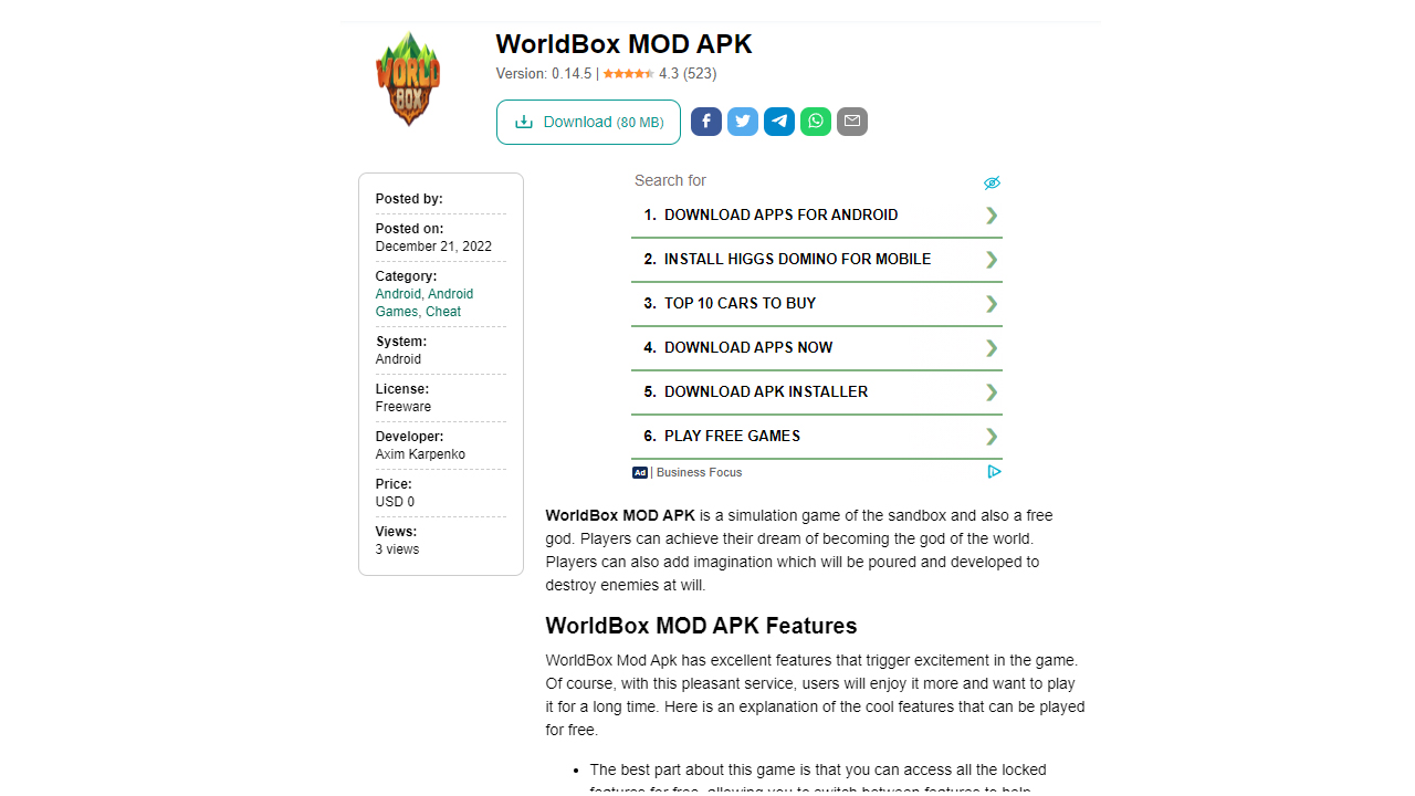 Download WorldBox Mod APK (Unlimited Money) Terbaru 2022