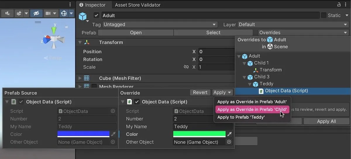 Prefabs in Unity (variants, nested prefabs and unpacking explained)