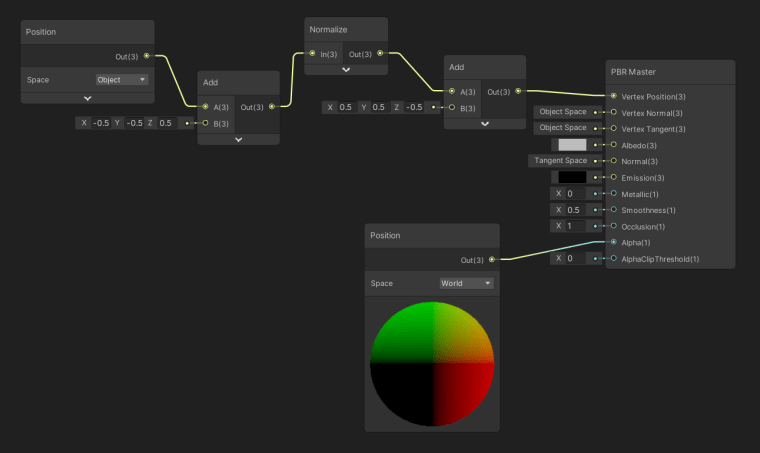 shader graph to turn a cube into a sphere