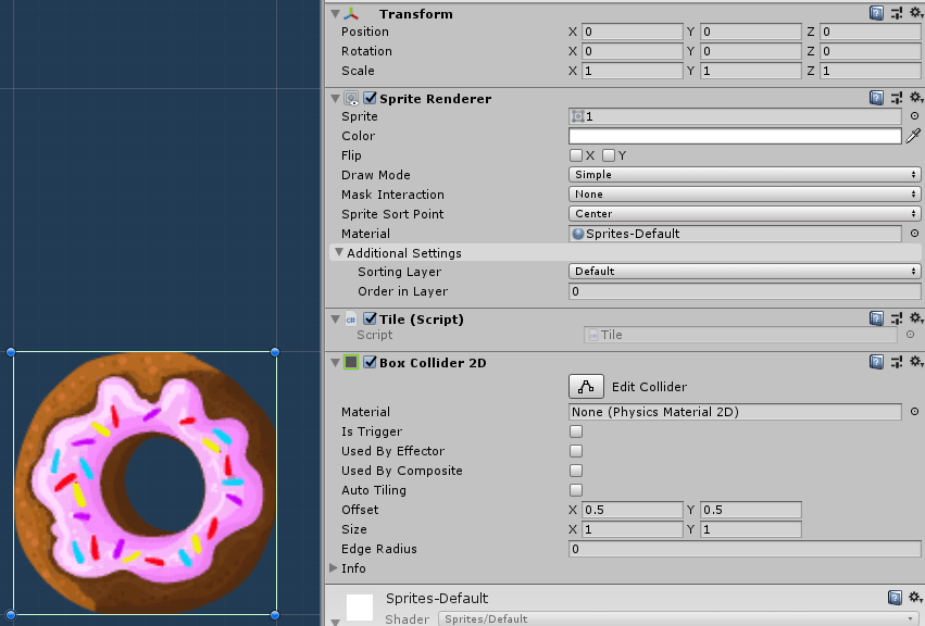 Inspector image of box collider