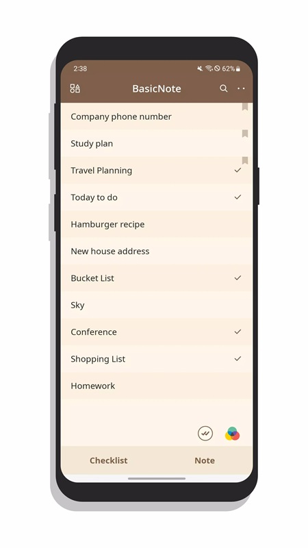 Create and check note lists easily in BasicNote MOD APK