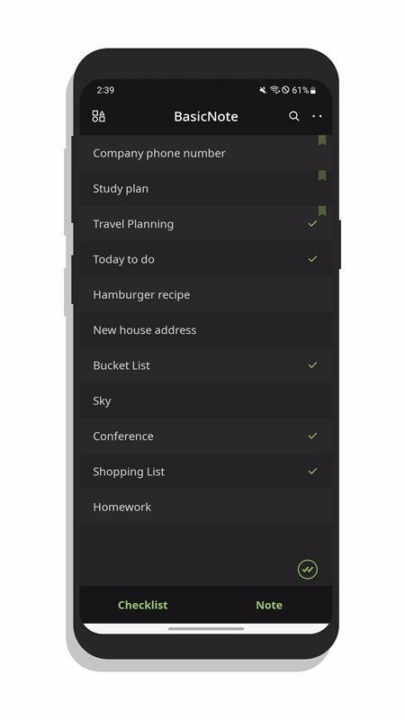 Change the display mode of the system interface in BasicNote MOD APK