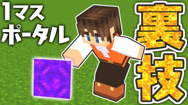 1マスのネザーゲートを持ち運ぶ裏技 これってバグアイテムなの マイクラ実況part329 マインクラフト マインクラフト動画まとめ