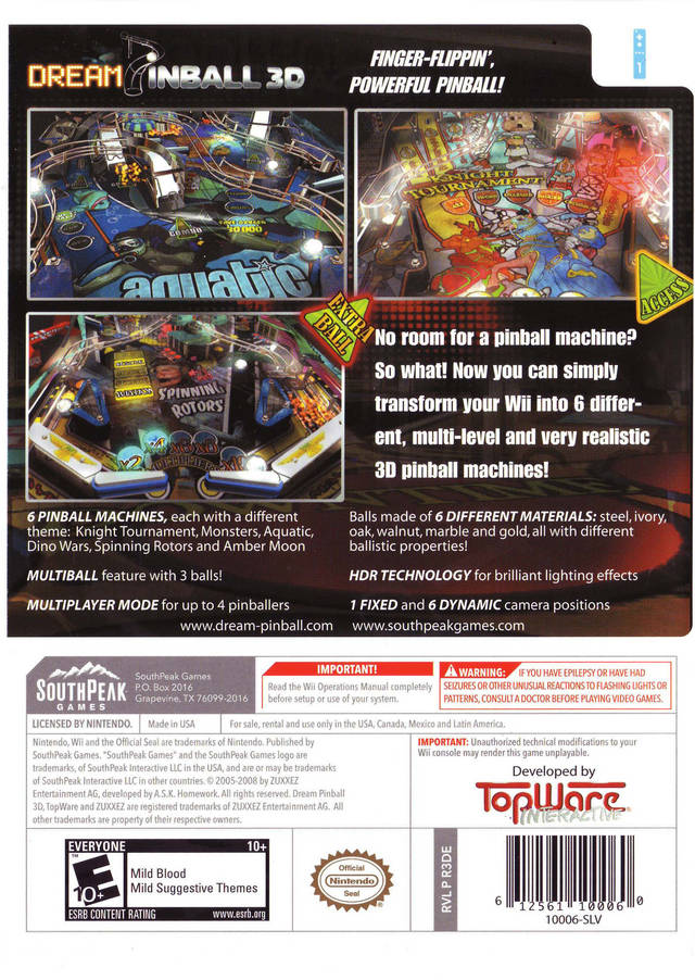 Dream Pinball 3D Box Shot for Wii GameFAQs