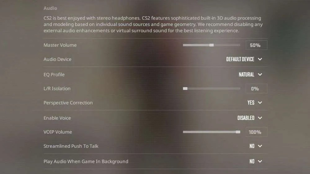 Best CS2 sound settings