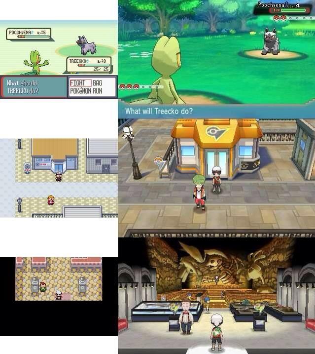 Pokemon Omega Ruby and Alpha Sapphire past and present image comparison