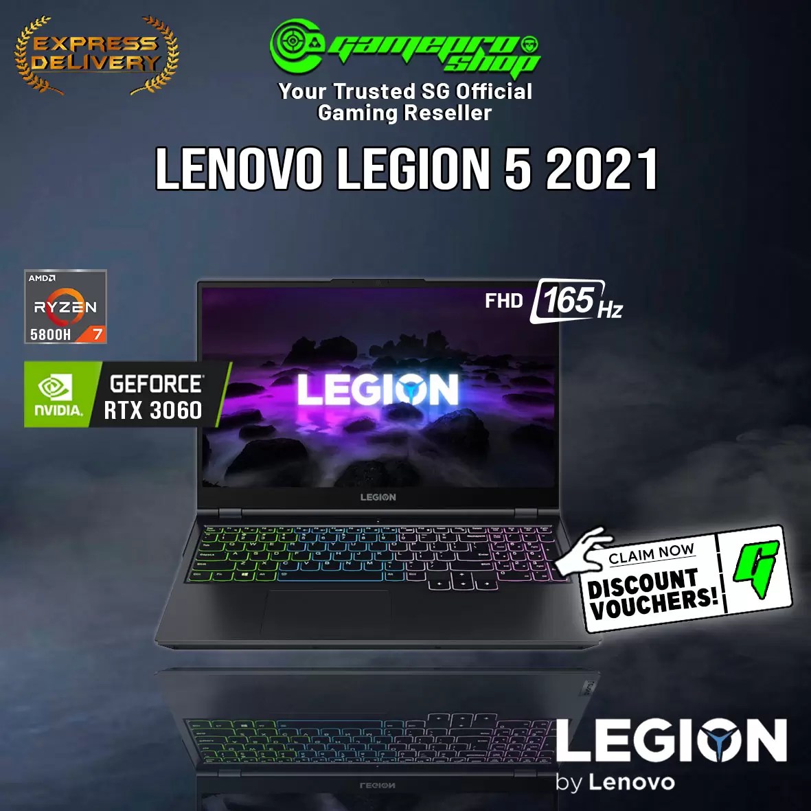 [Express Delivery] Lenovo Legion 5 2021 Gaming Laptop (Ryzen 7 5800H