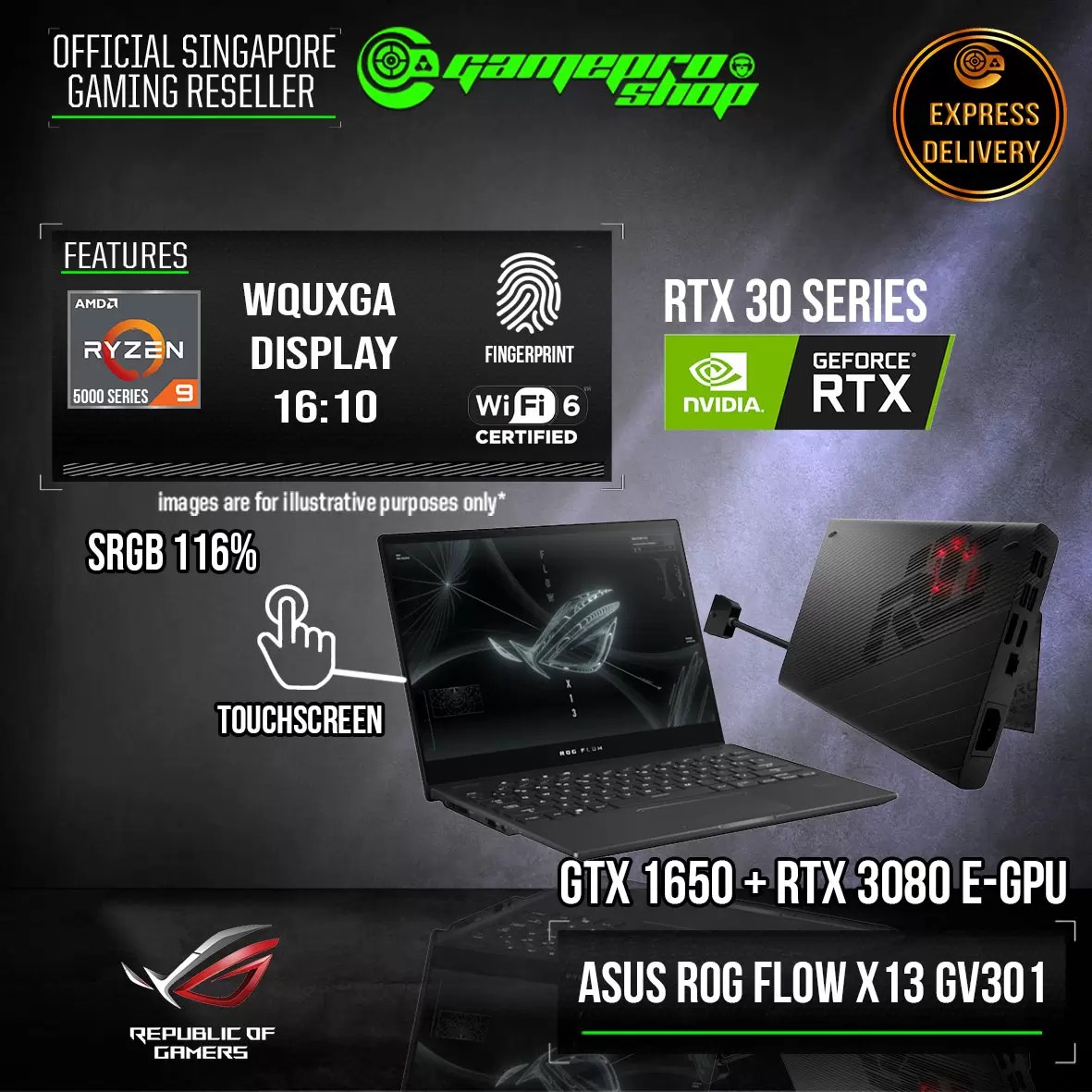 ASUS ROG Flow X13 Laptop (Ryzen 9 5980HS/32GB/GTX 1650