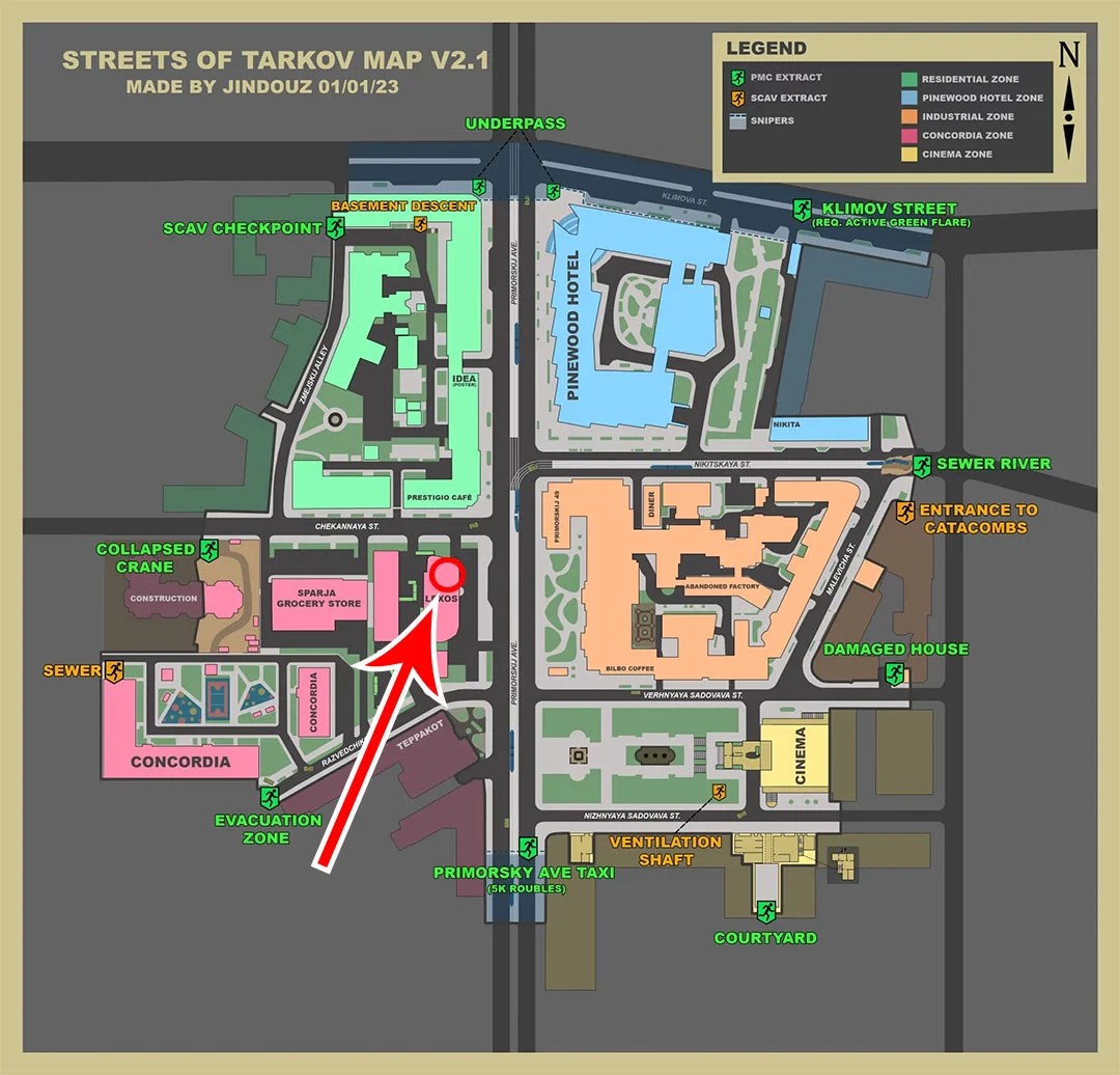 Escape from Tarkov Streets of Tarkov Iron Gate Key Room Location