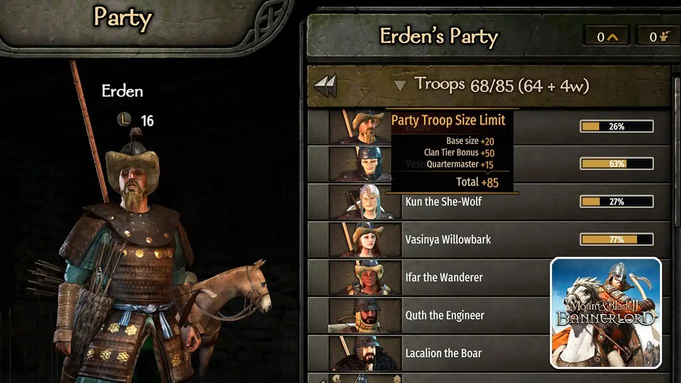Mount & Blade 2 Bannerlord How to Increase Party Size Gamer Empire