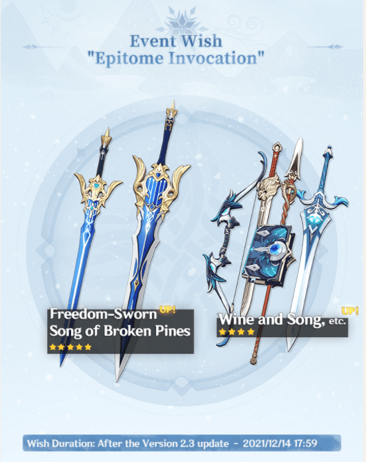 Genshin Impact v2.3 Albedo and Eula Banner Rerun Characters, Weapon