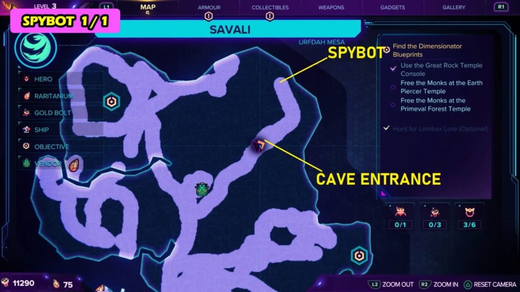 Savali All Collectibles Location Guide Gold Bolt, Spybot,Armour