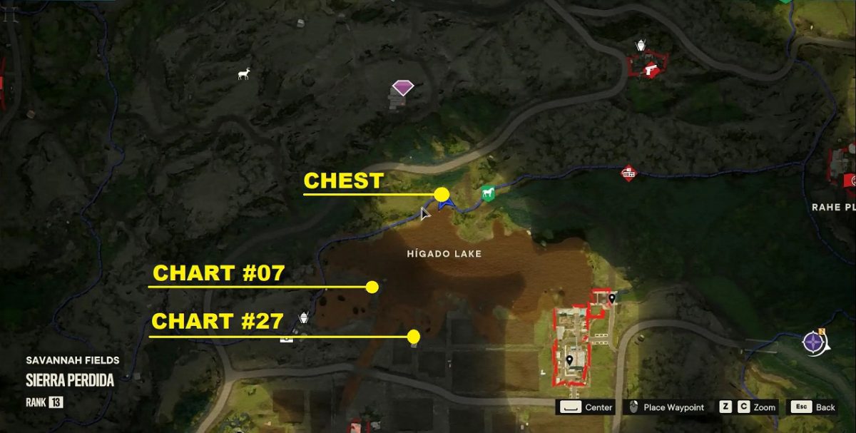 Higado Lake Criptograma Chest & Charts Locations Sierra Perdida, El