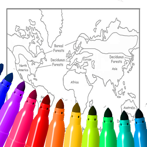 World Map Coloring For Kids