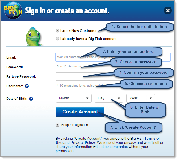 Create a Big Fish Games Account Big Fish Games Help