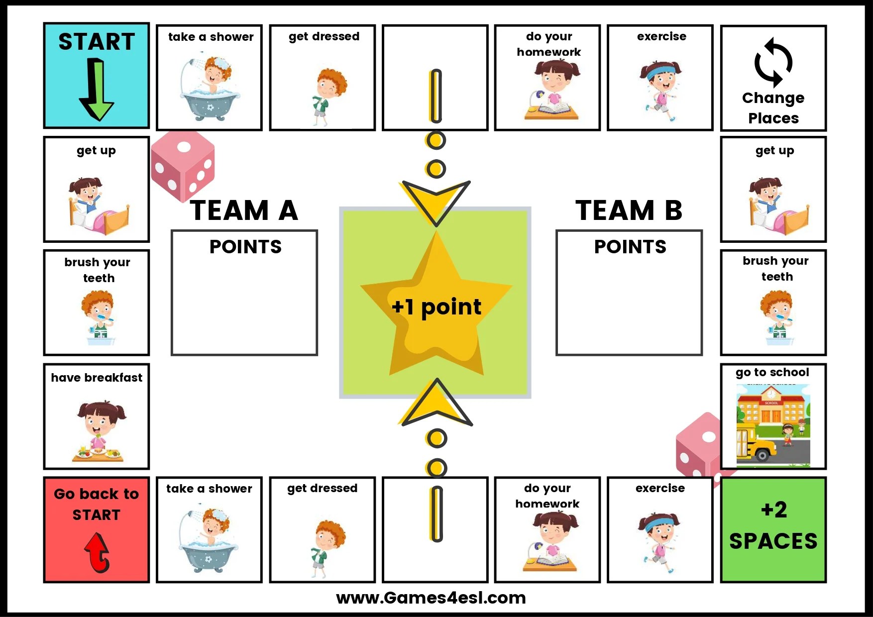Printable Daily Routine Board Games Games4esl