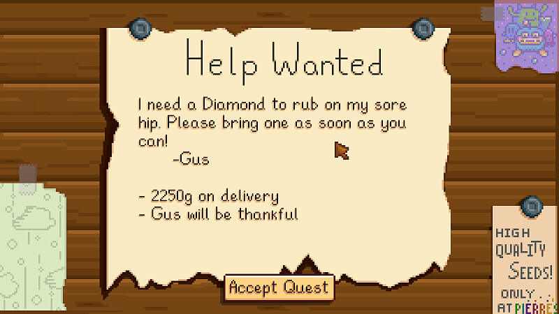 Stardew Valley Gus Guide Schedule, Gifts, Quests and Hearts