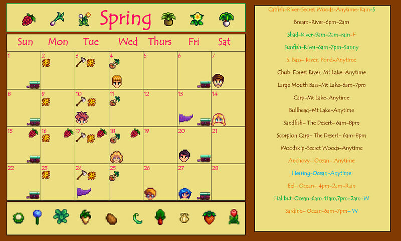 Stardew Valley Calendar All The Most Important Events