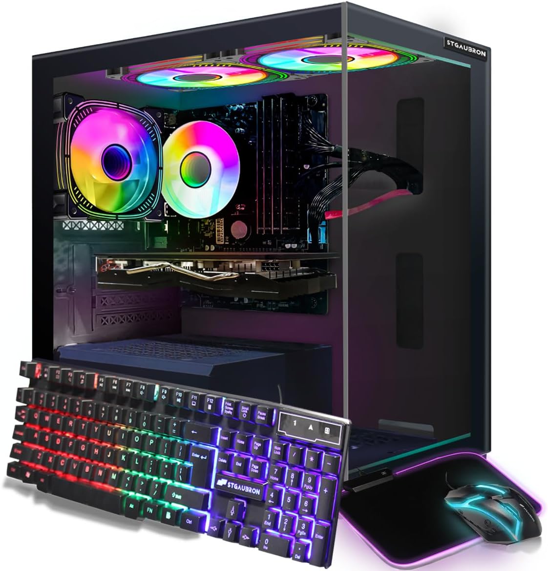 STGAubron Gaming PC Computer Desktop, Radeon RX 580 16G GDDR5, Intel Core i7 up to 3.9G, 16G RAM, 512G SSD, 600M WiFi, BT 5.0, RGB Fan x3, Windows 11 Home STGAubron Gaming PC Computer Desktop, Radeon RX 580 16G GDDR5, Intel Core i7 up to 3.9G, 16G RAM, 512G SSD, 600M WiFi, BT 5.0, RGB Fan x3, Windows 11 Home