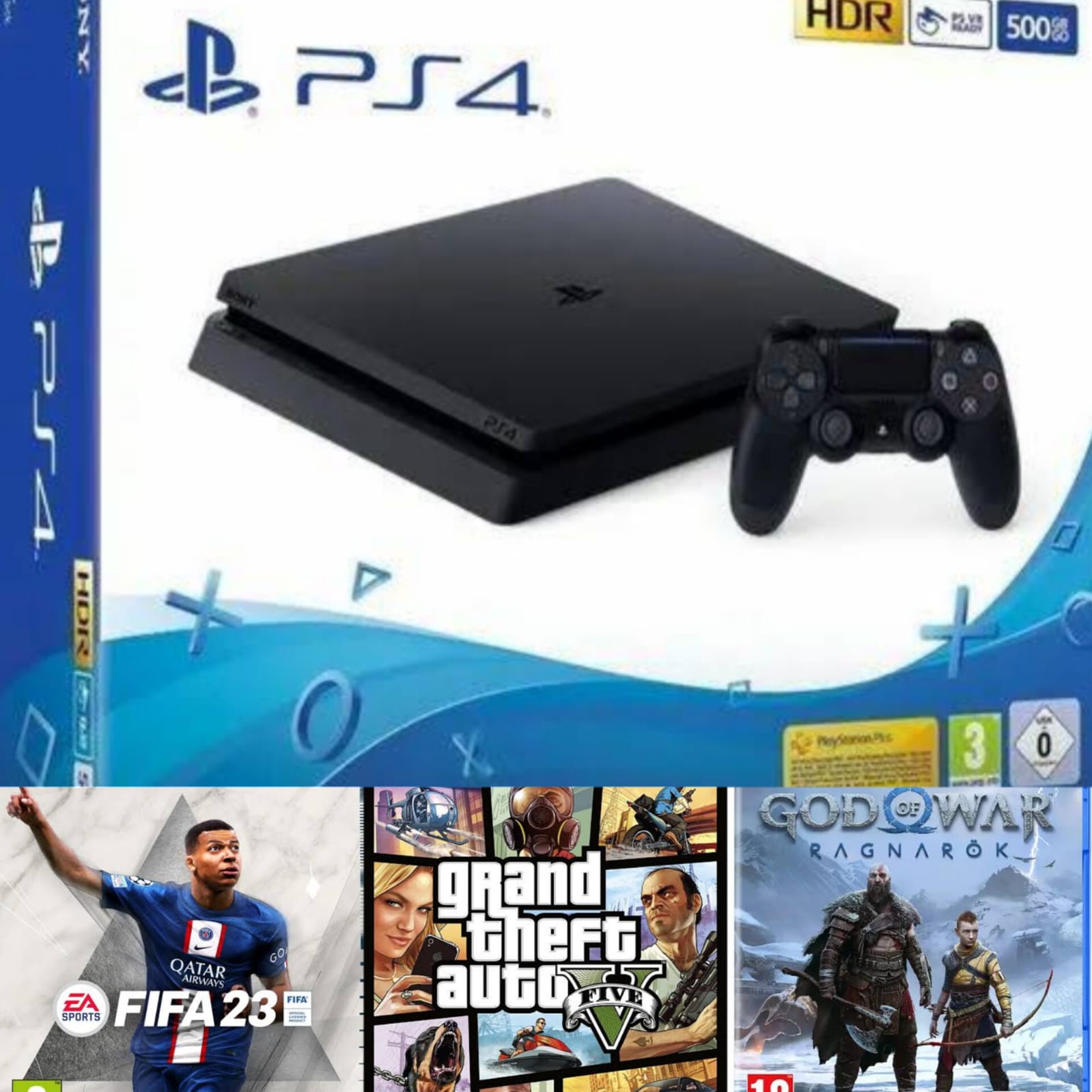 Sony PS4 Slim 500GB Unboxed 1Yr Warranty 3 Games Bundle. Games N Gadget