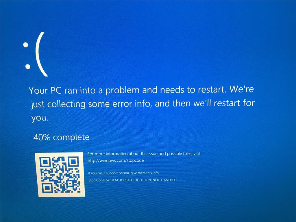Методы решения SYSTEM THREAD EXCEPTION NOT HANDLED