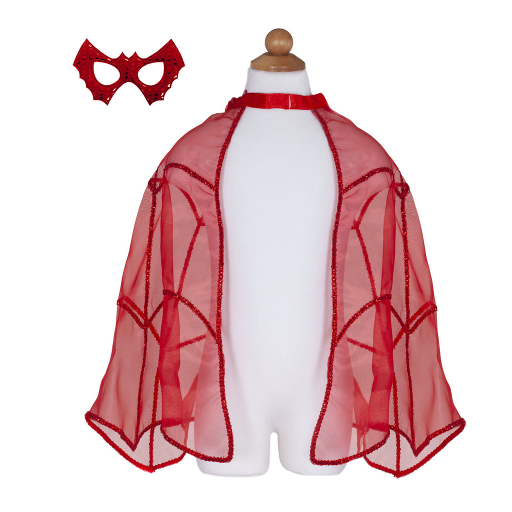 Red Bat Cape w/ Sequins Mask, 46 år GAME TIME USA IMPORTS