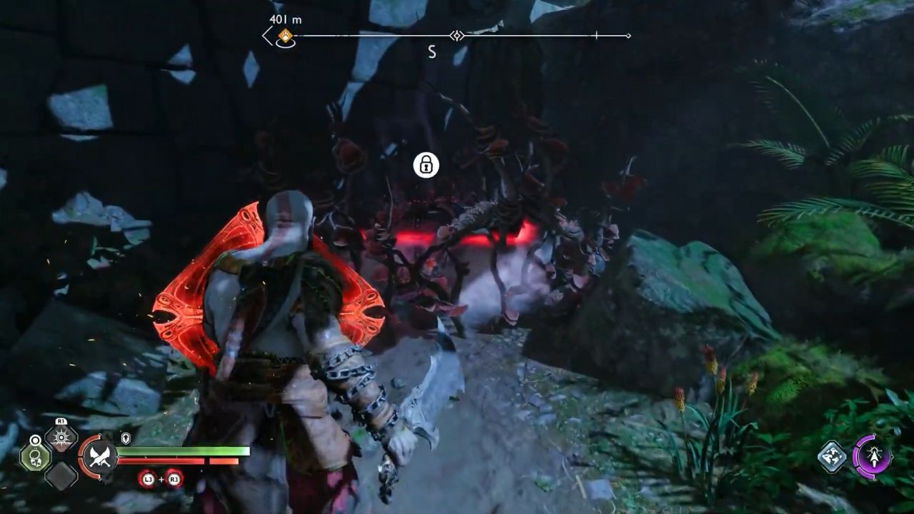 Clear up the Red Vines in Vanaheim God of War Ragnarok