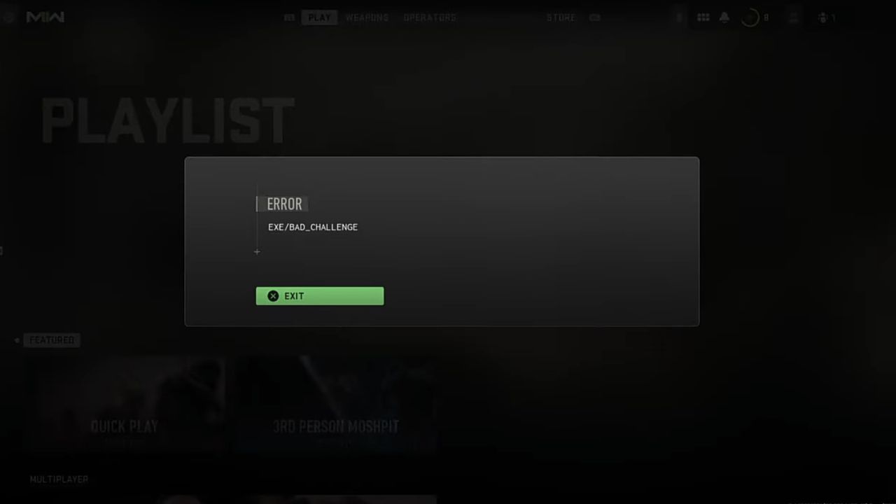 Ways to Fix “exe/bad_challenge” Error — Modern Warfare 2