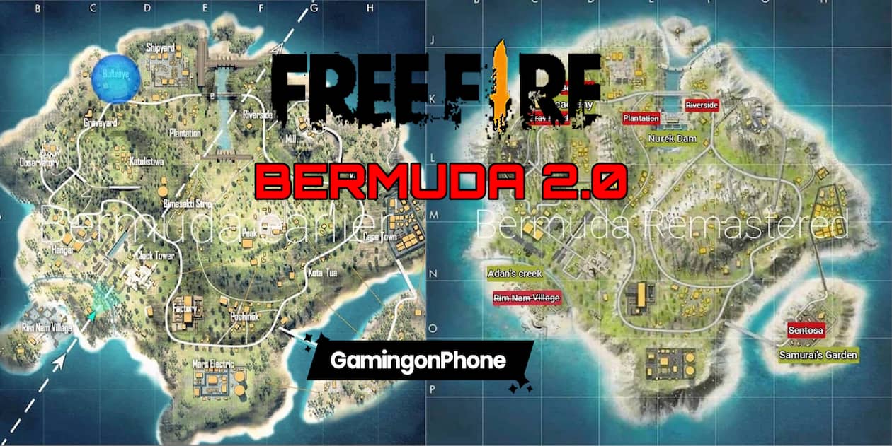 Free Fire OB23 patch update Bermuda 2.0 map changes and locations
