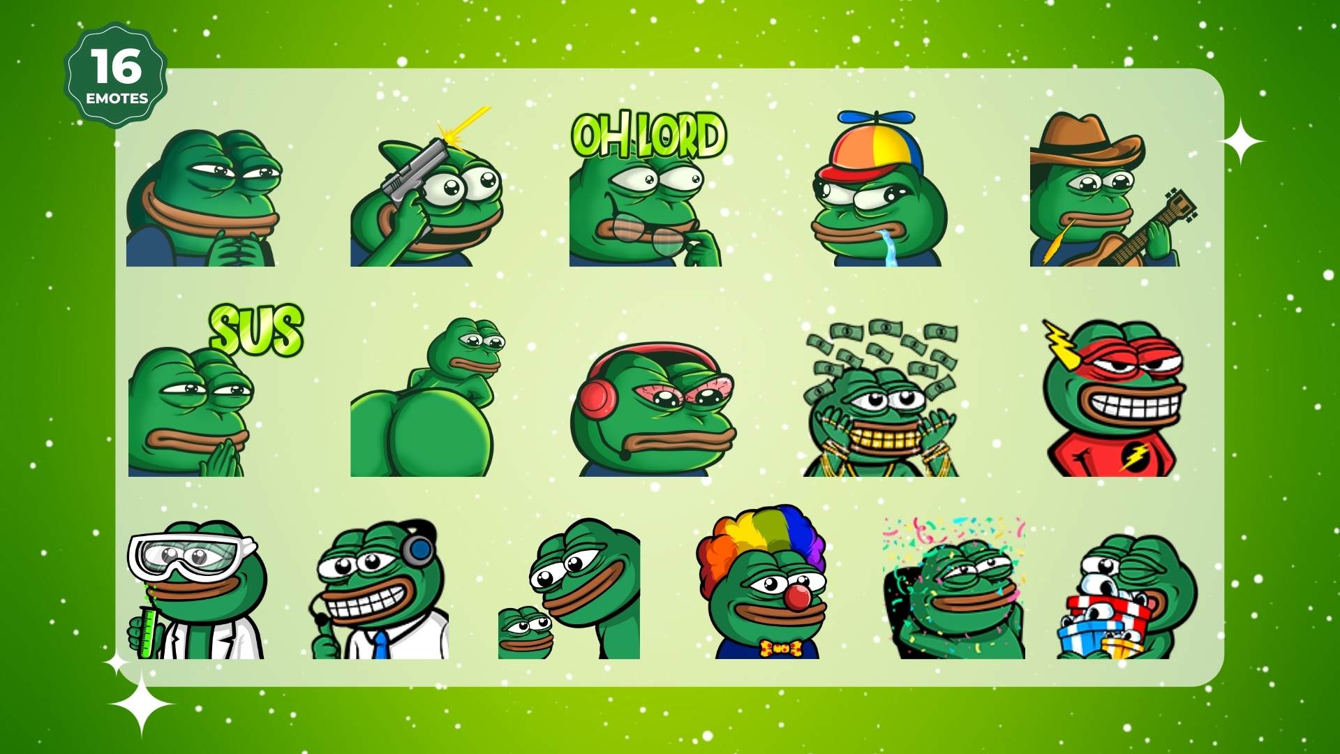 Pepe Twitch Emotes 6Pack Gaming Visuals