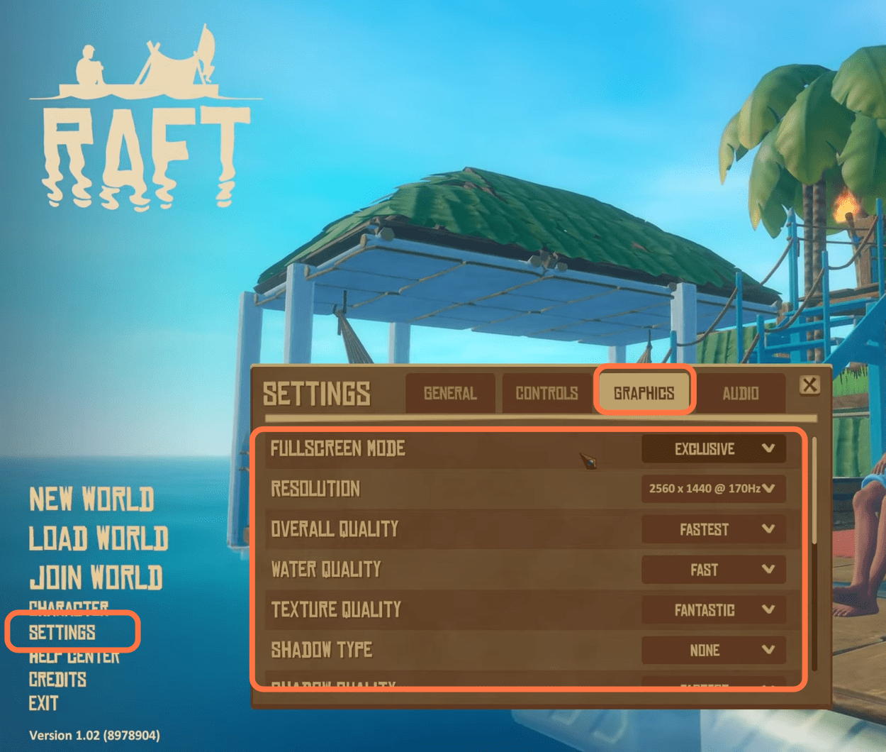 Settings for Raft, Increase FPS