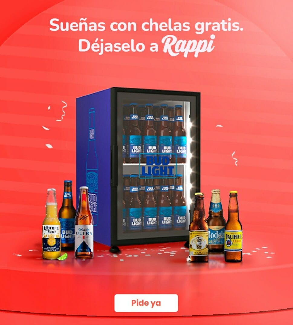 Rappi Promo Bud Light Gana frigobar y 3 meses de cerveza Ganapromo