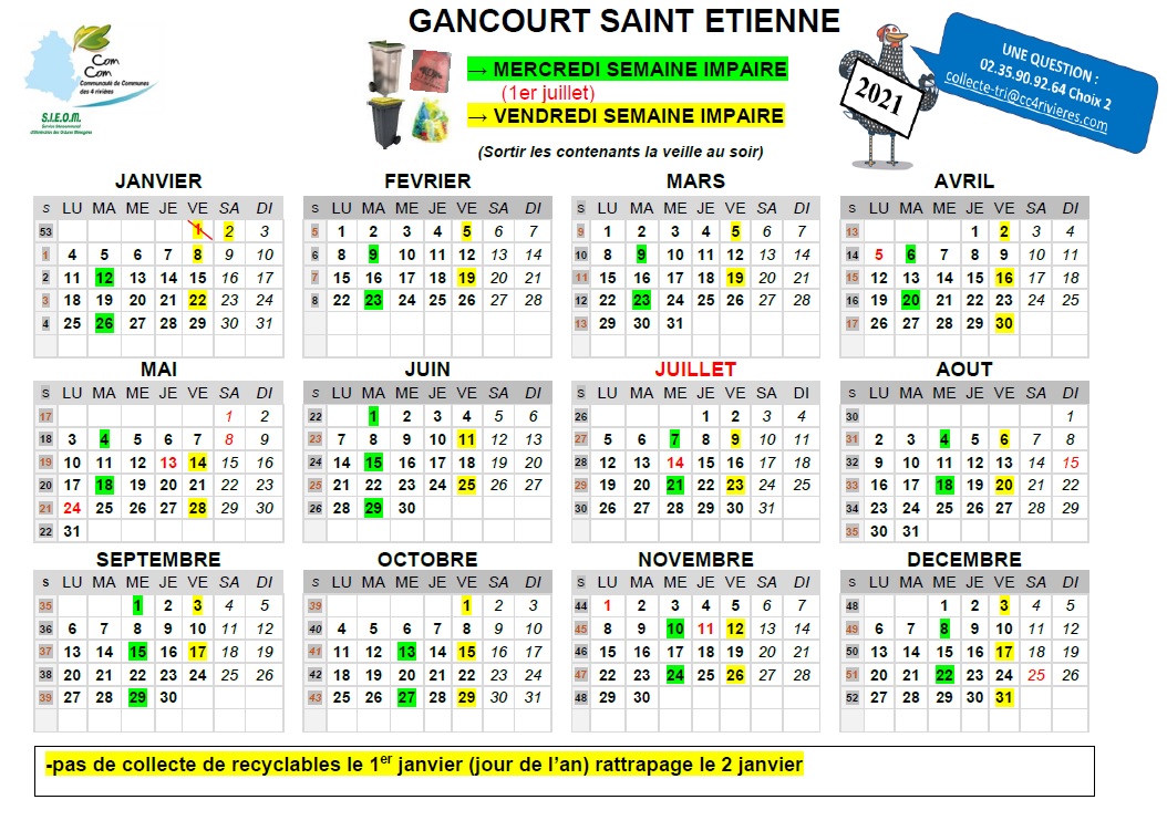 Calendrier Des Collectes 2022 Saint Etienne Du Rouvray Calendrier