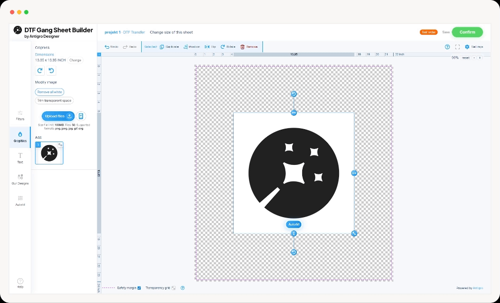 Gang Sheet Builder Features DTF Gang Sheet Builder by Antigro Designer