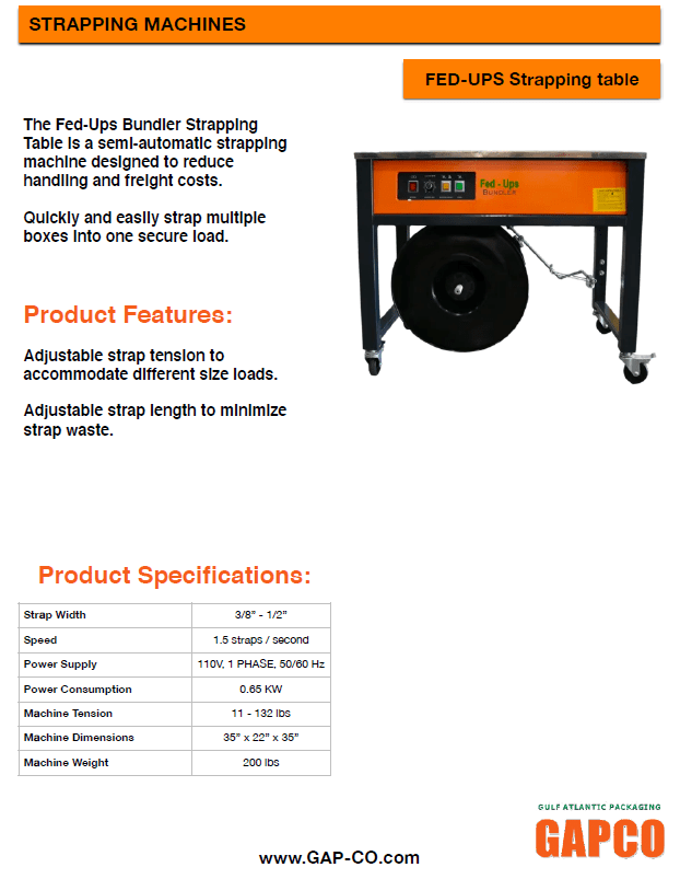 FedUps Bundler Strapping Table Polypropylene Strapping Bundler